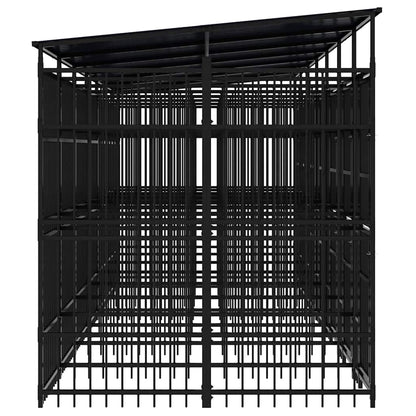 vidaXL Outdoor Dog Kennel with Roof Steel 12,9 m² 6