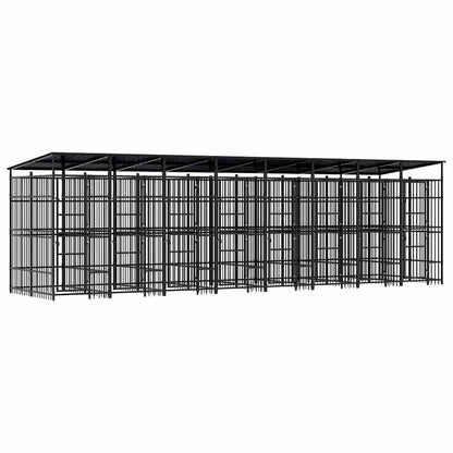 vidaXL Outdoor Dog Kennel with Roof Steel 14,75 m² 2