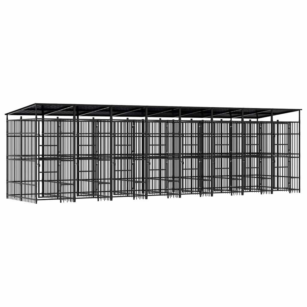 Outdoor Dog Kennel Steel 1,84 m² 768 x 192 x 200 cm