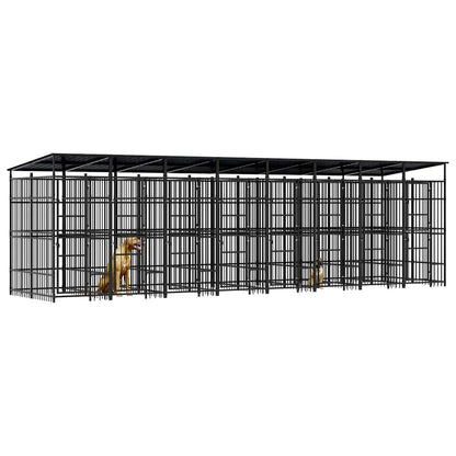 vidaXL Outdoor Dog Kennel with Roof Steel 14,75 m² 4