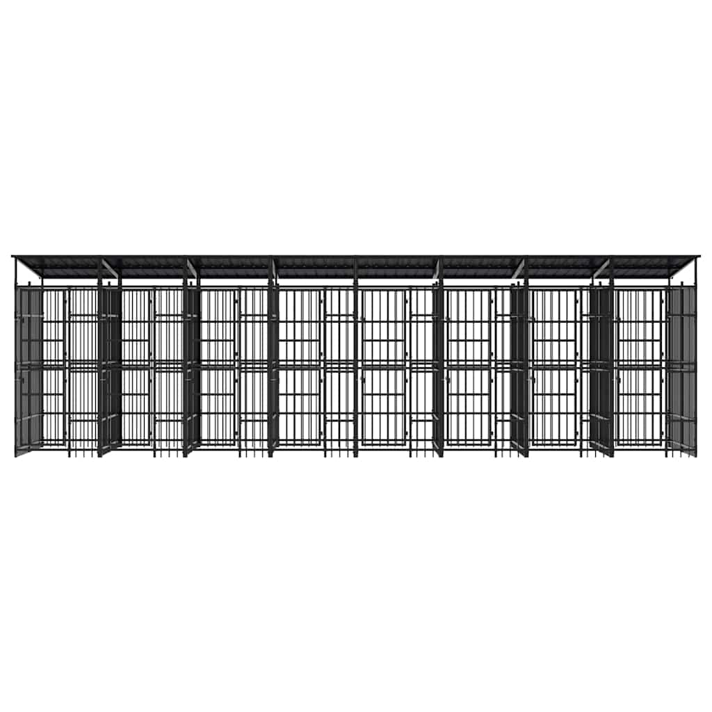 vidaXL Outdoor Dog Kennel with Roof Steel 14,75 m² 5