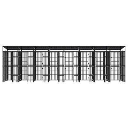 vidaXL Outdoor Dog Kennel with Roof Steel 14,75 m² 5
