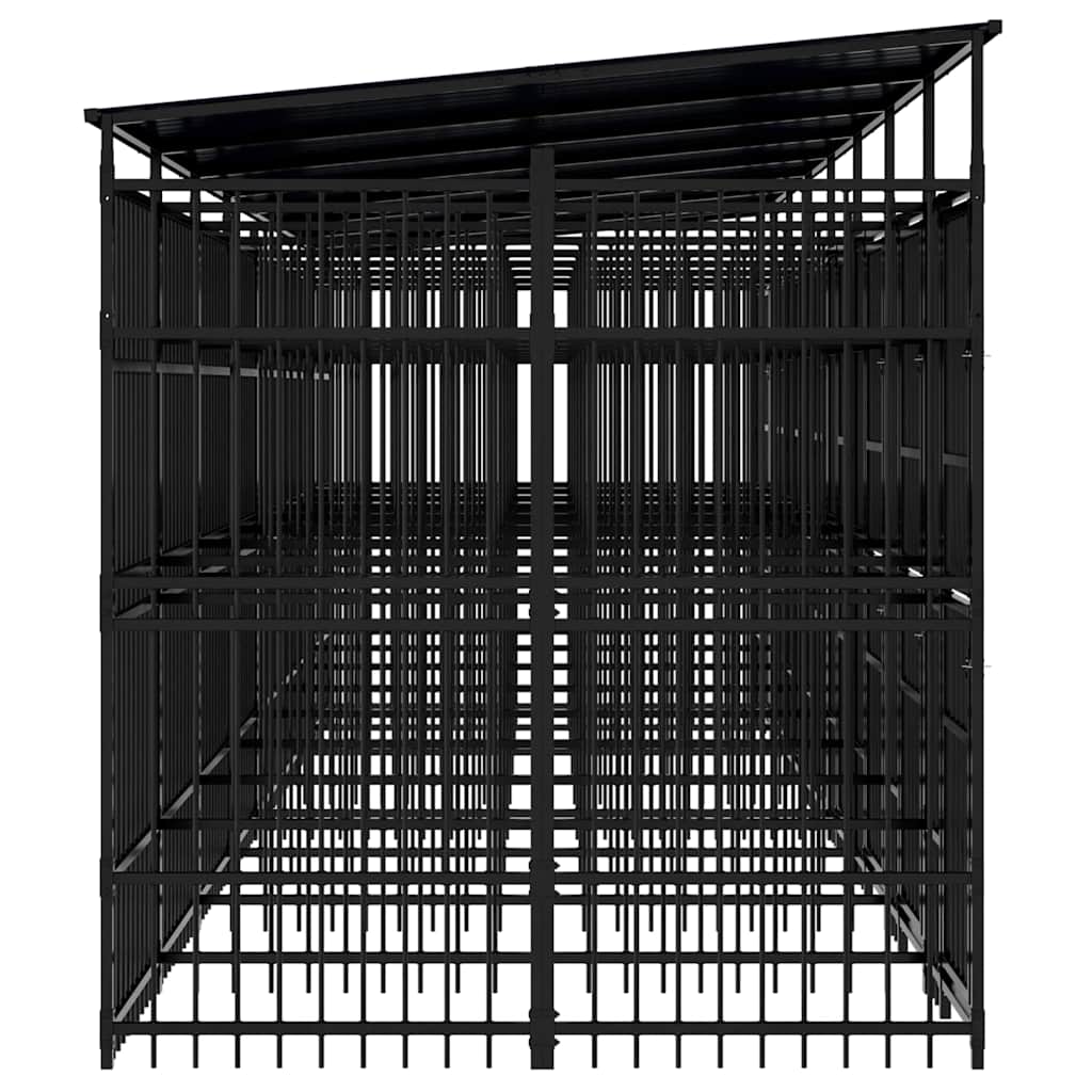vidaXL Outdoor Dog Kennel with Roof Steel 14,75 m² 6