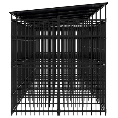 vidaXL Outdoor Dog Kennel with Roof Steel 14,75 m² 6