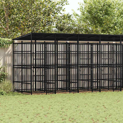 vidaXL Outdoor Dog Kennel with Roof Steel 14,75 m² 1