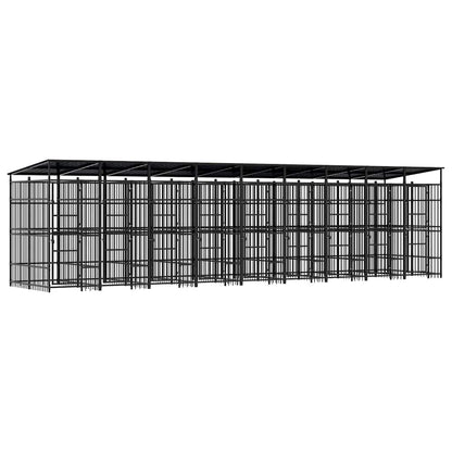 vidaXL Outdoor Dog Kennel with Roof Steel 16,59 m² 2