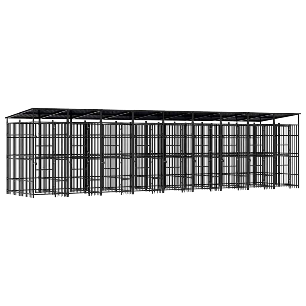 Outdoor Dog Kennel Steel 1,84 m² 864 x 192 x 200 cm