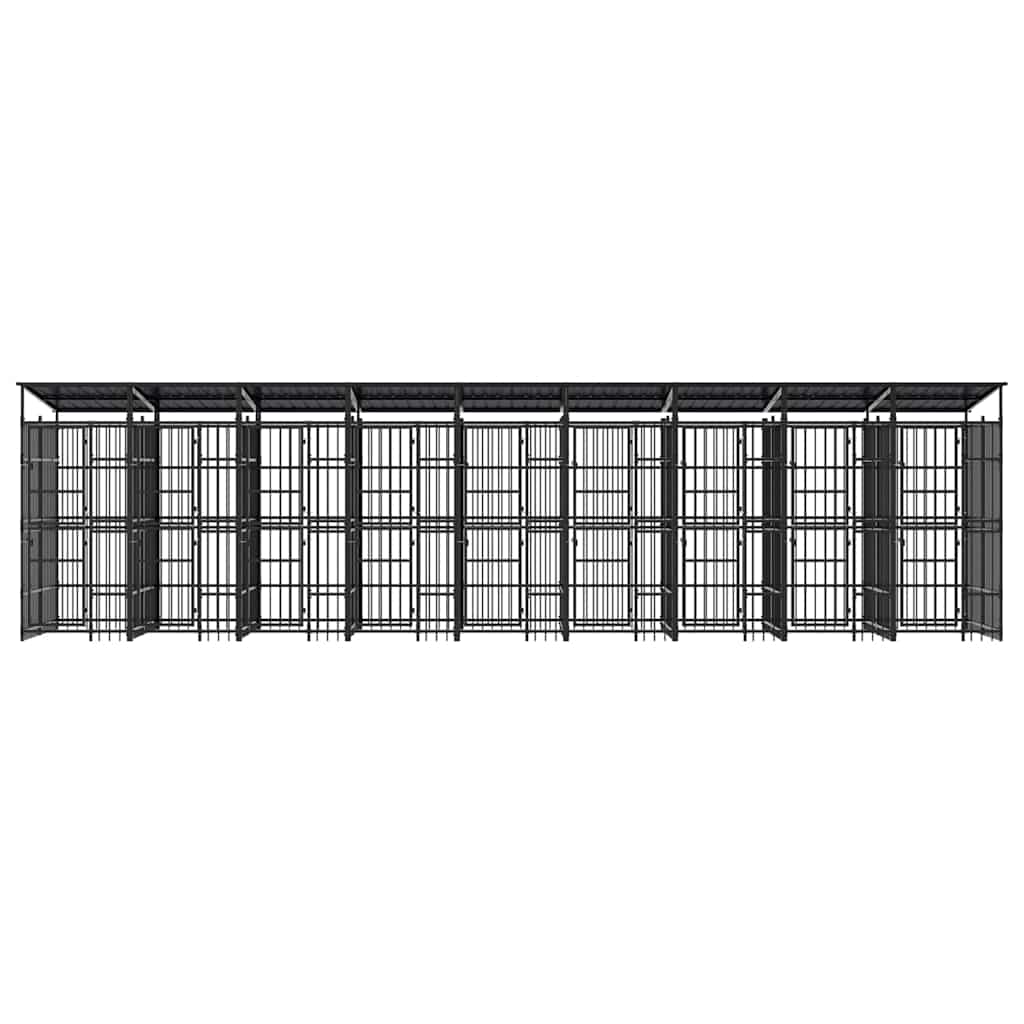vidaXL Outdoor Dog Kennel with Roof Steel 16,59 m² 5