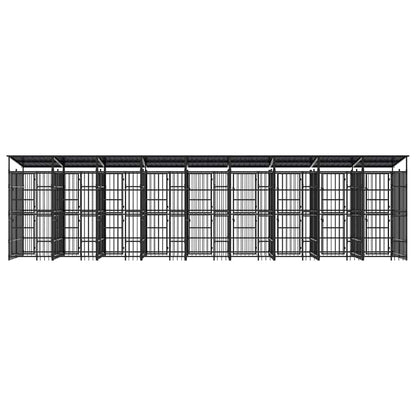 vidaXL Outdoor Dog Kennel with Roof Steel 16,59 m² 5
