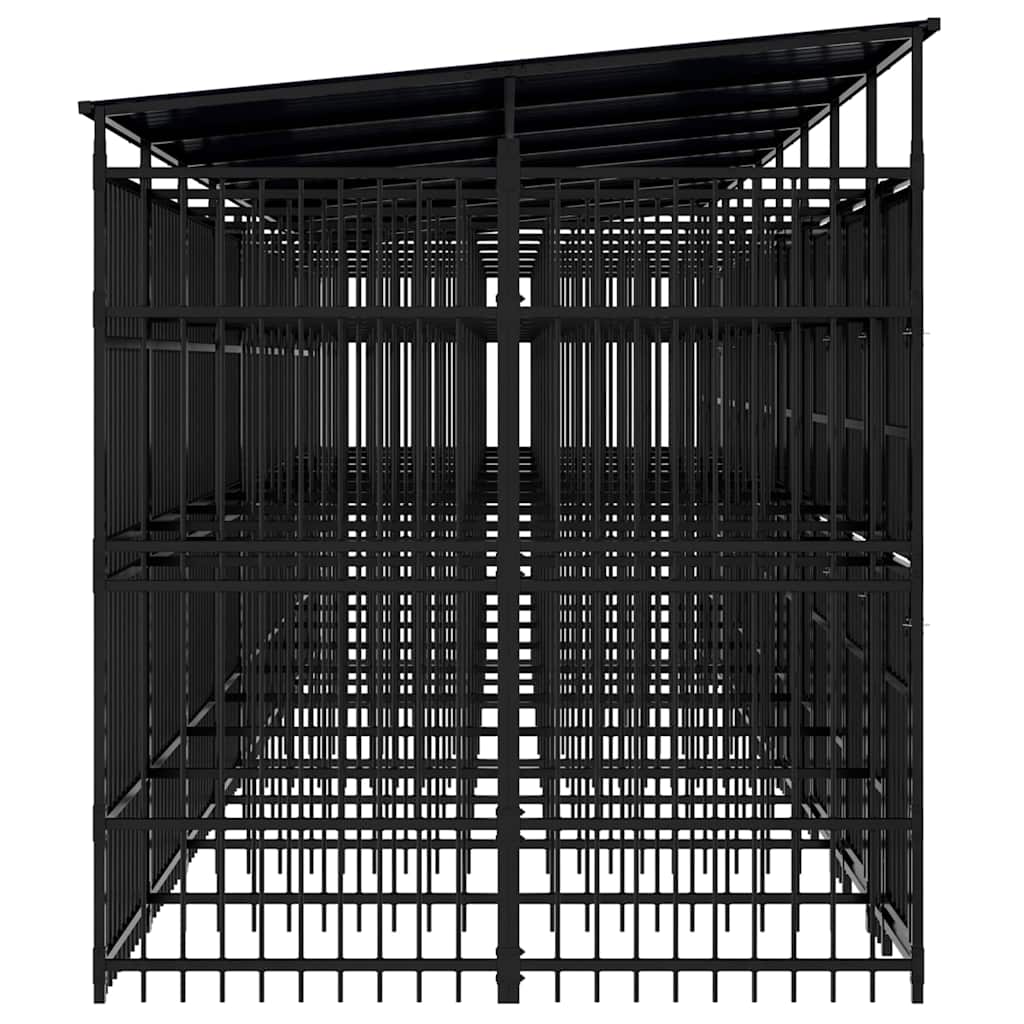 vidaXL Outdoor Dog Kennel with Roof Steel 16,59 m² 6