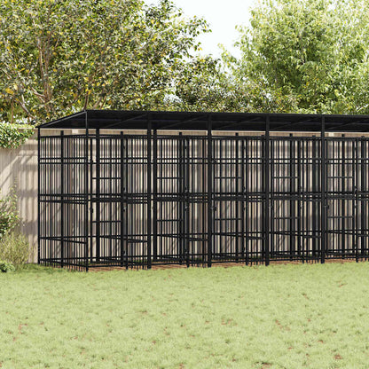 vidaXL Outdoor Dog Kennel with Roof Steel 16,59 m² 1