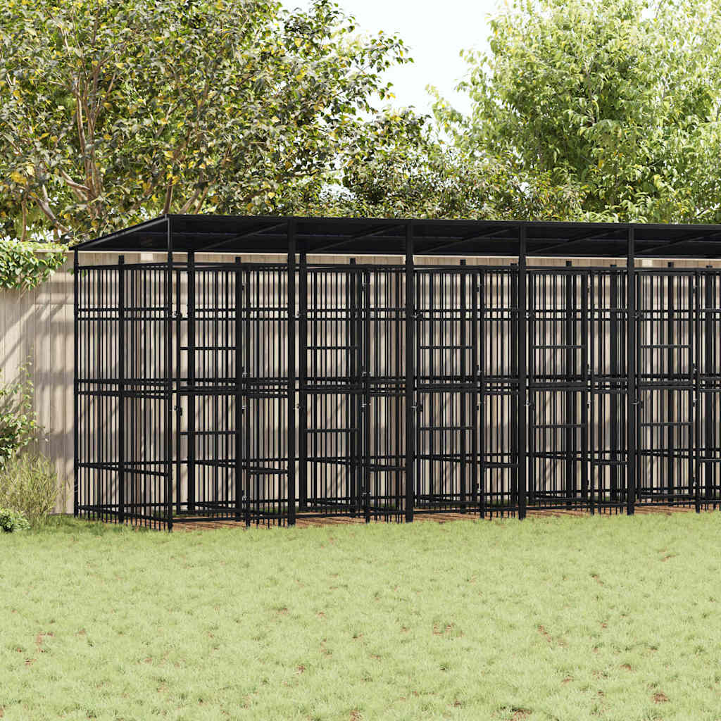 Outdoor Dog Kennel Steel 1,84 m² 864 x 192 x 200 cm
