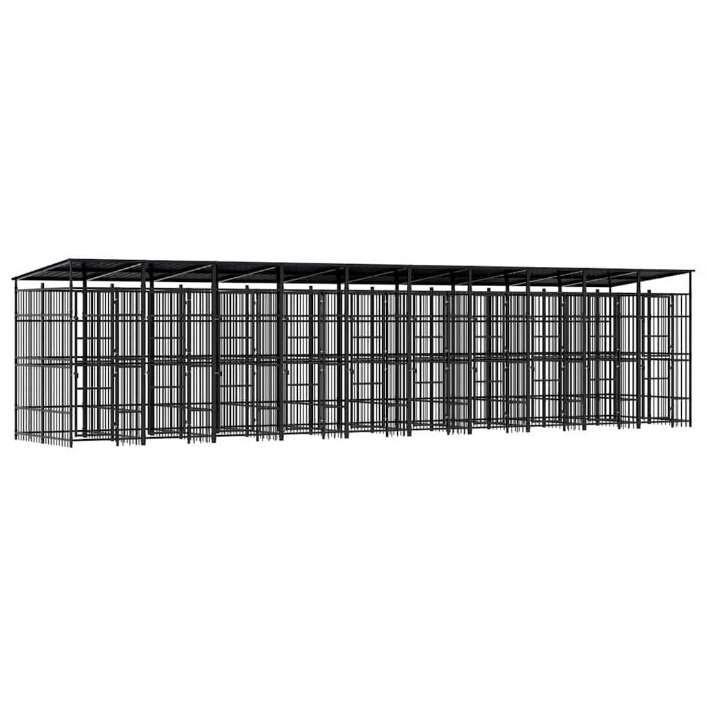 vidaXL Outdoor Dog Kennel with Roof Steel 18,43 m² 2