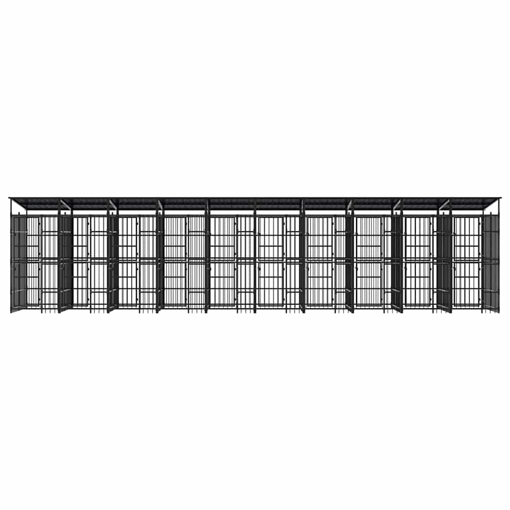 vidaXL Outdoor Dog Kennel with Roof Steel 18,43 m² 5