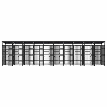 vidaXL Outdoor Dog Kennel with Roof Steel 18,43 m² 5