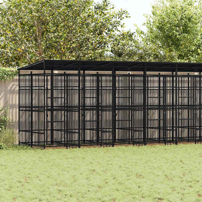 vidaXL Outdoor Dog Kennel with Roof Steel 18,43 m² 1