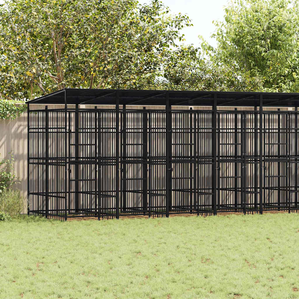 Outdoor Dog Kennel Steel 1,84 m² 960 x 192 x 200 cm