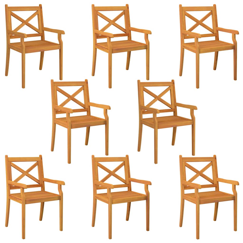 vidaXL Outdoor Dining Chairs 8 pcs Solid Wood Acacia 2