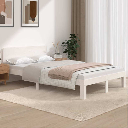 Bed Frame without Mattress Solid Wood Pine White 120 cm