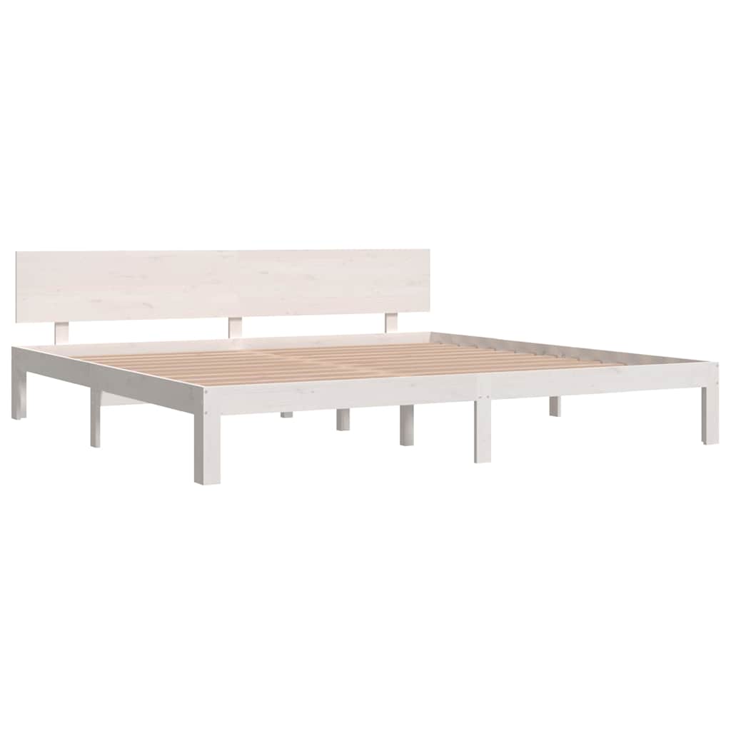 Bed Frame without Mattress Solid Wood Pine White 200 cm