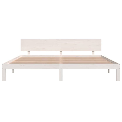 Bed Frame without Mattress Solid Wood Pine White 200 cm