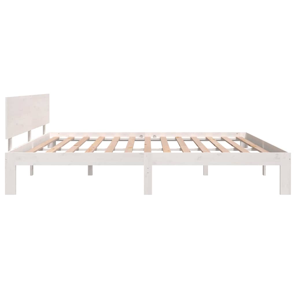 Bed Frame without Mattress Solid Wood Pine White 200 cm