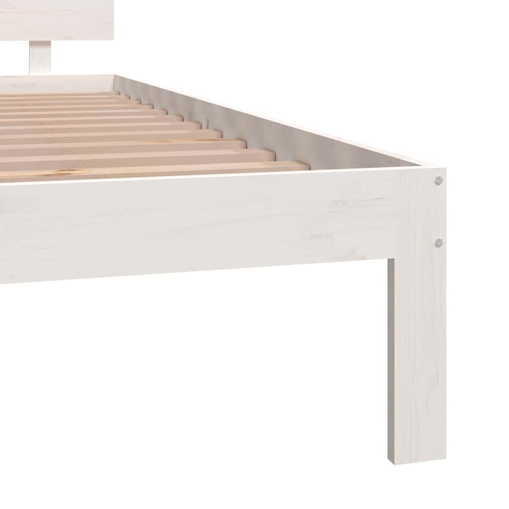 Bed Frame without Mattress Solid Wood Pine White 200 cm