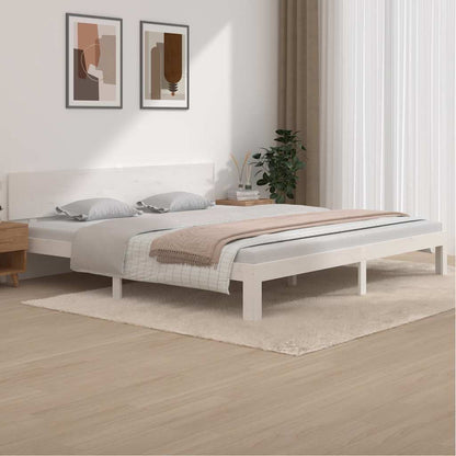 Bed Frame without Mattress Solid Wood Pine White 200 cm