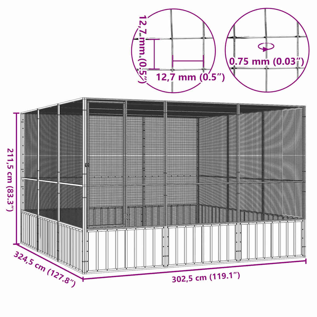 vidaXL Bird Cage | Anthracite | Galvanised Steel | Large | Bird Cage 6