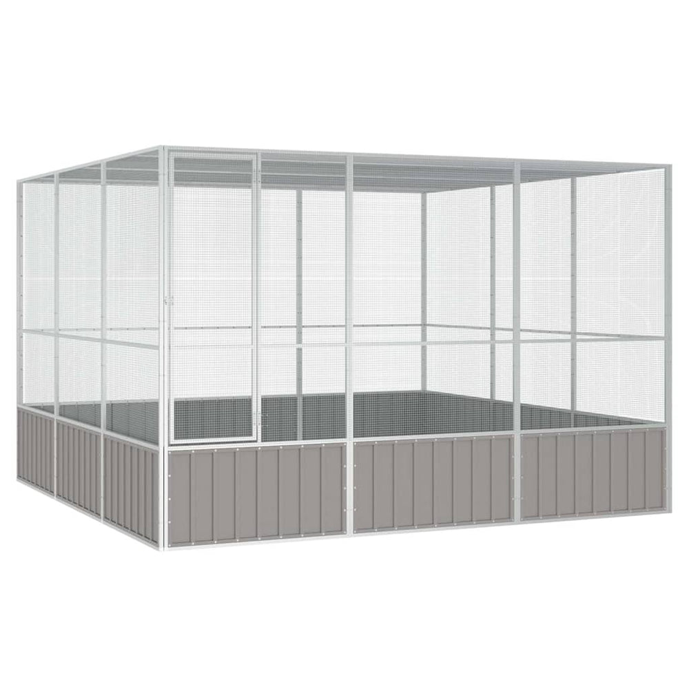 vidaXL Bird Cage Grey 302,5x324,5x211,5 cm Galvanised Steel