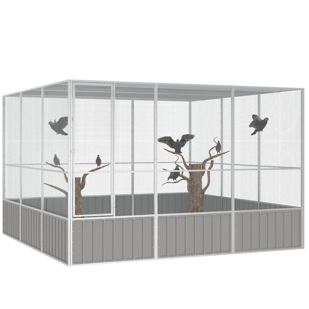 vidaXL Bird Cage Grey 302,5x324,5x211,5 cm Galvanised Steel 5