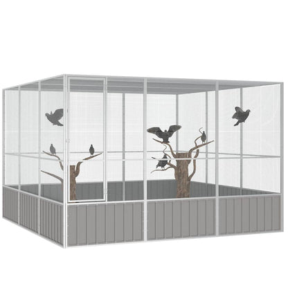 vidaXL Bird Cage Grey 302,5x324,5x211,5 cm Galvanised Steel 5