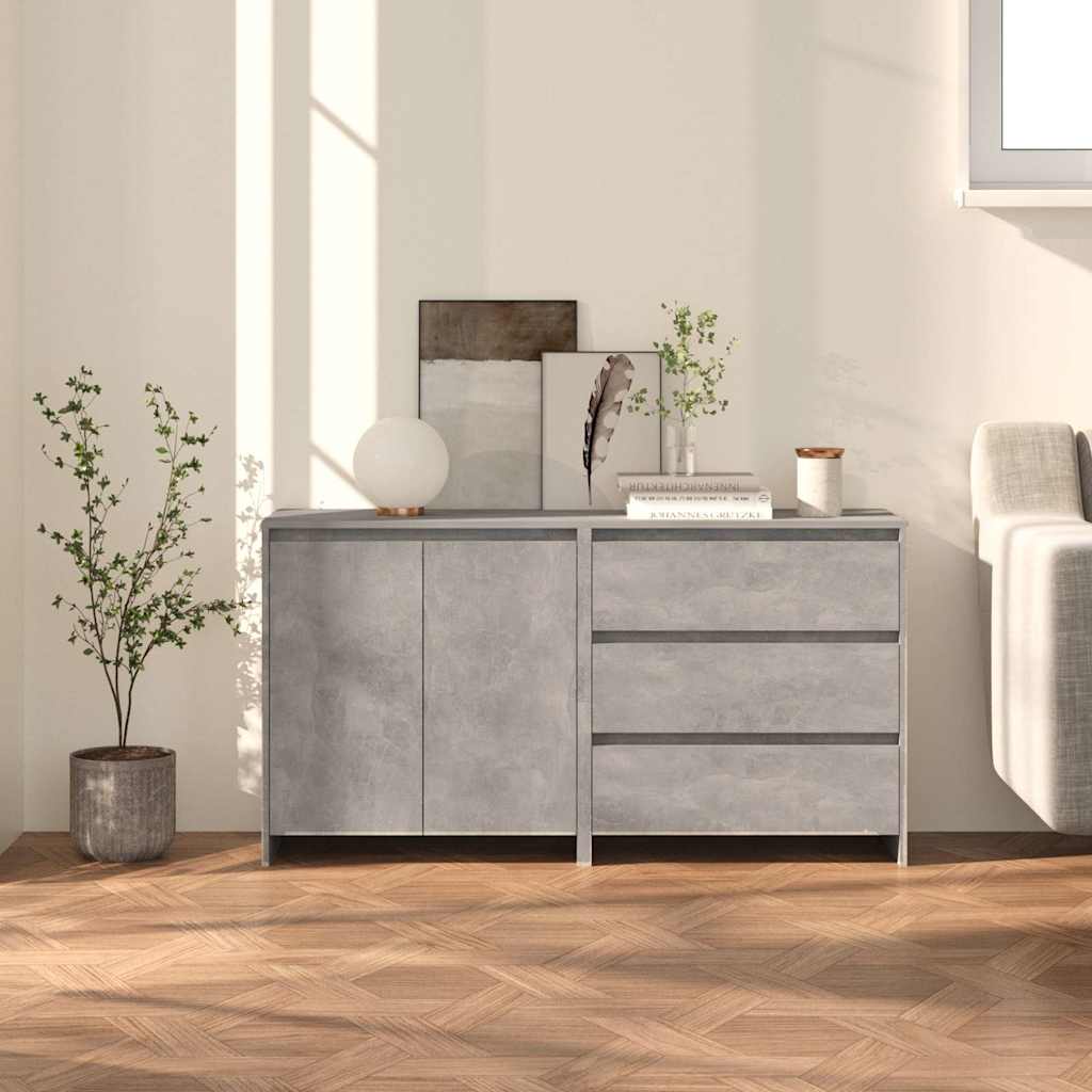 2 Piece Sideboard Engineered Wood Concrete grey