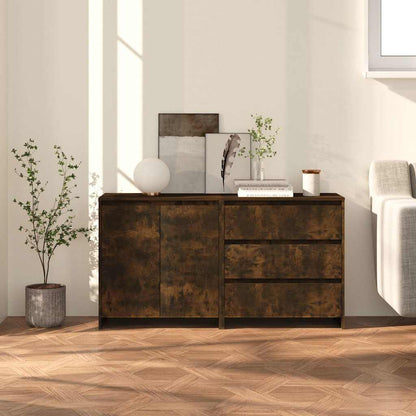 2 Piece Sideboard Engineered Wood Smoked oak