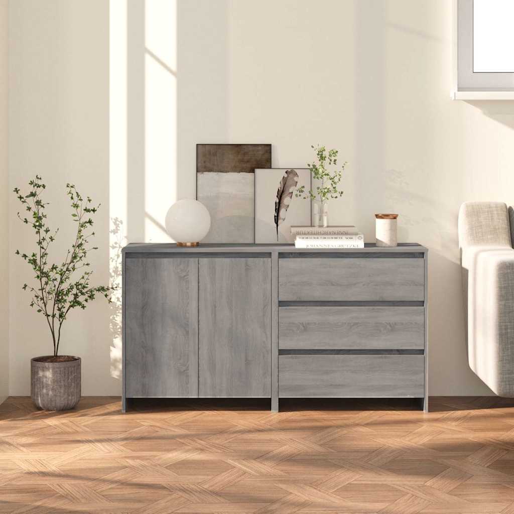 2 Piece Sideboard Engineered Wood Grey sonoma
