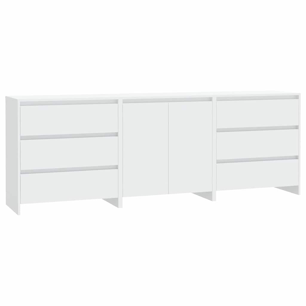 3 Piece Sideboard Engineered Wood White