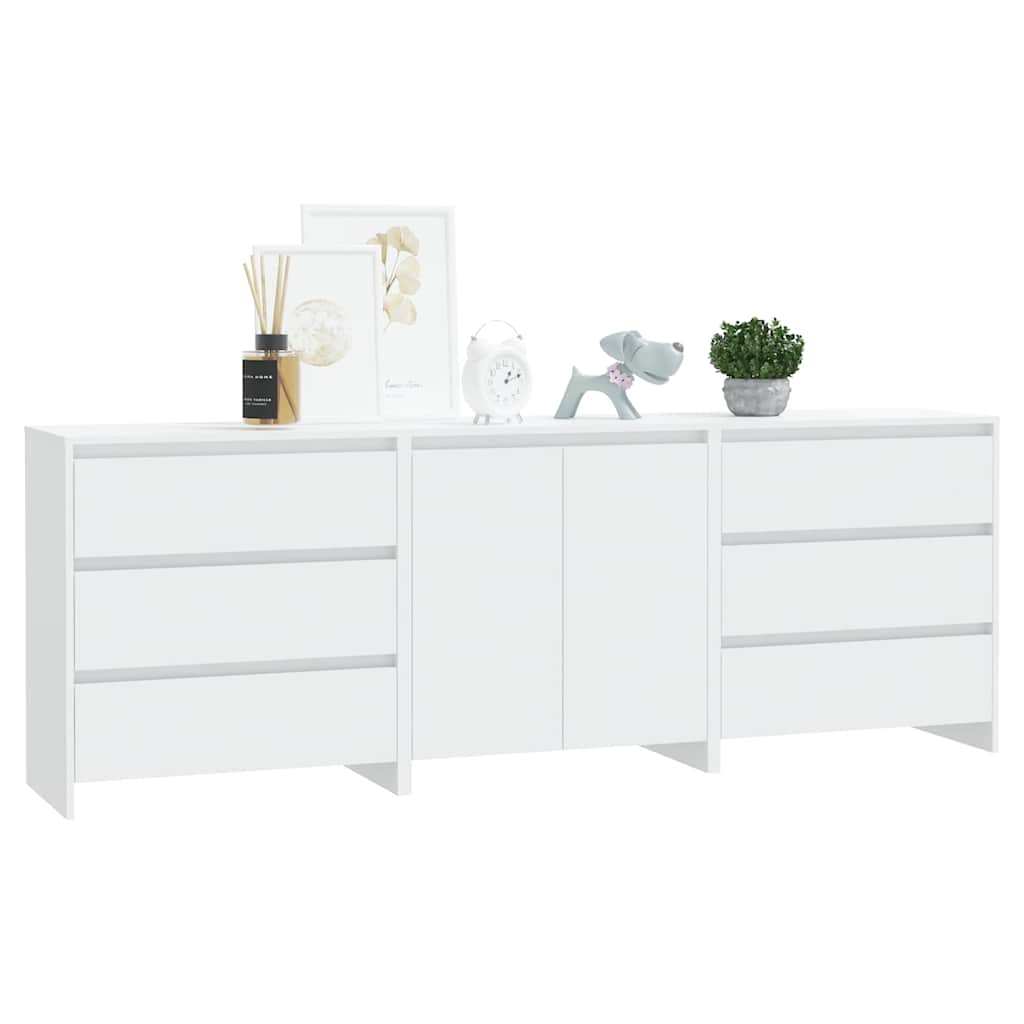 3 Piece Sideboard Engineered Wood White