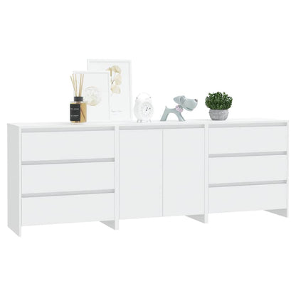 3 Piece Sideboard Engineered Wood White