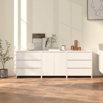 3 Piece Sideboard Engineered Wood White
