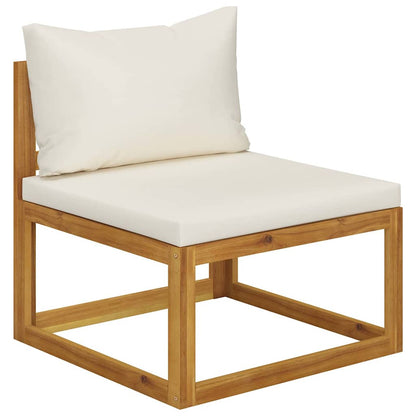 5 Piece Garden Lounge Set with Cushions Solid Wood Acacia 2x corner + middle + footrest + table Cream