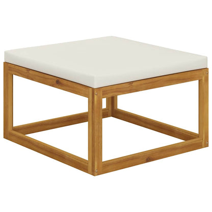 5 Piece Garden Lounge Set with Cushions Solid Wood Acacia 2x corner + middle + footrest + table Cream