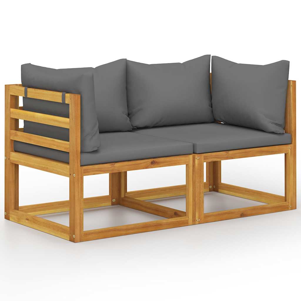 5 Piece Garden Lounge Set with Cushions Solid Wood Acacia 2-seater Dark grey