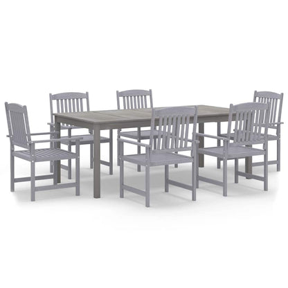 vidaXL 7 Piece Garden Dining Set Solid Wood Acacia Grey 2