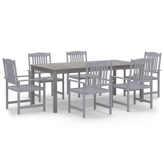 7 Piece Garden Dining Set Solid Wood Acacia Grey 6