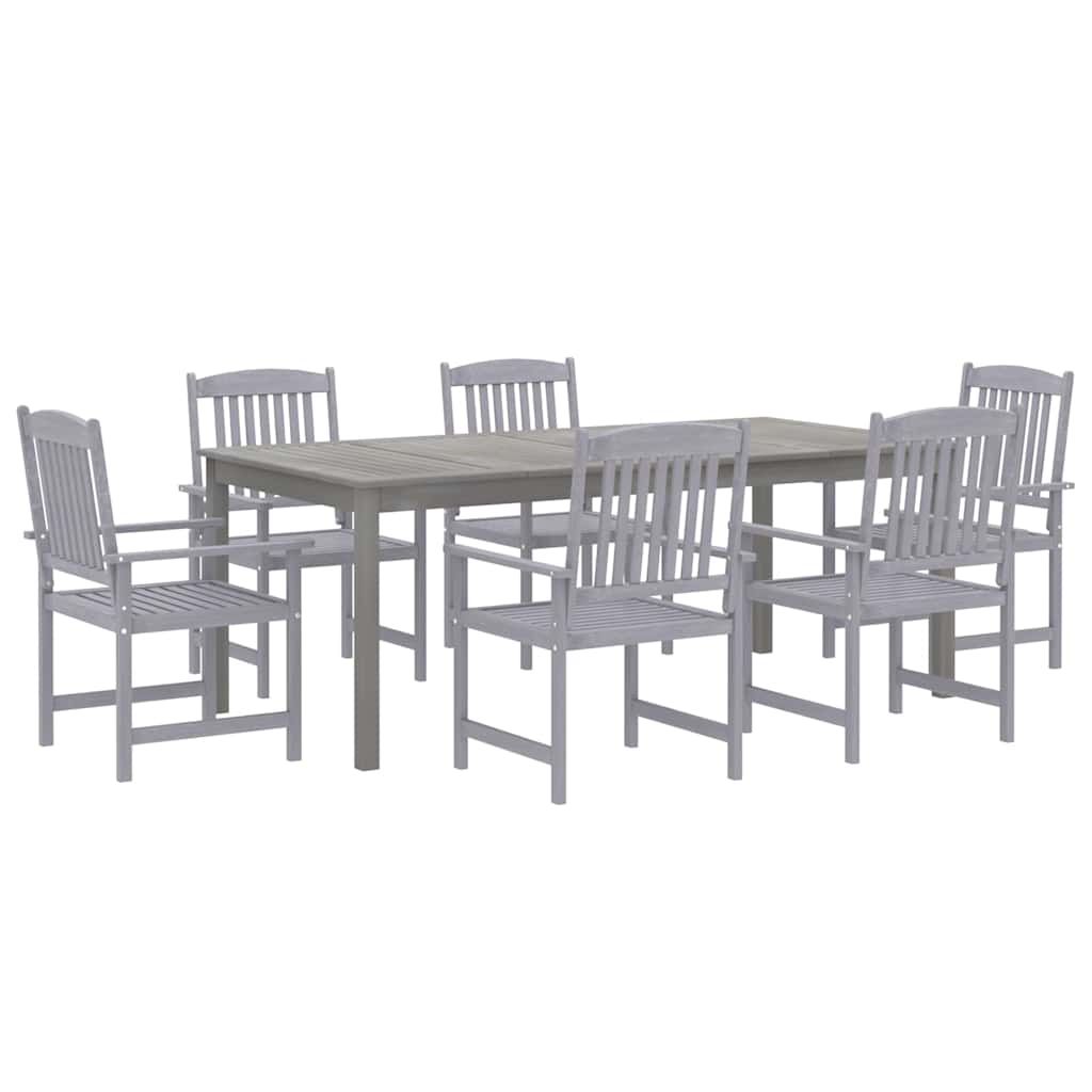 vidaXL 7 Piece Garden Dining Set Solid Wood Acacia Grey 3