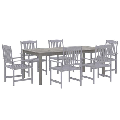 vidaXL 7 Piece Garden Dining Set Solid Wood Acacia Grey 3