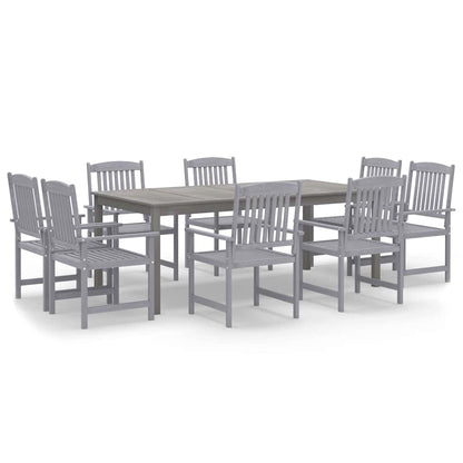 vidaXL 9 Piece Garden Dining Set Solid Wood Acacia Grey 2