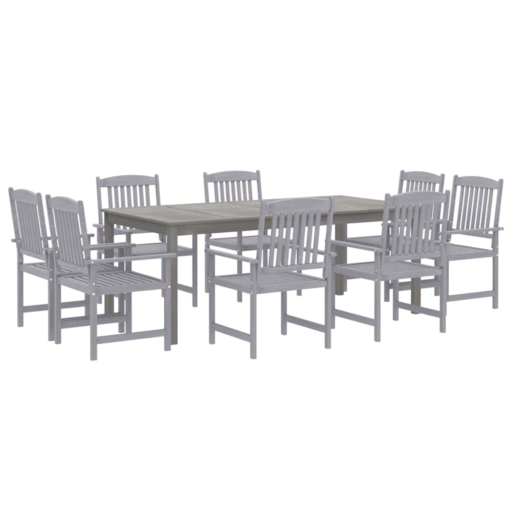 vidaXL 9 Piece Garden Dining Set Solid Wood Acacia Grey 3