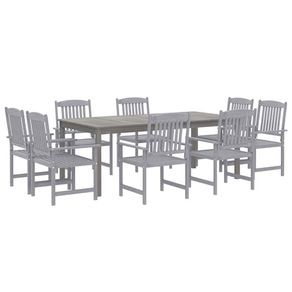vidaXL 9 Piece Garden Dining Set Solid Wood Acacia Grey 3