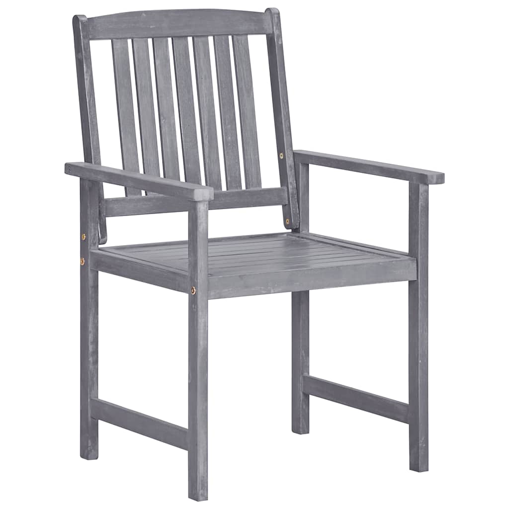 vidaXL 9 Piece Garden Dining Set Solid Wood Acacia Grey 5